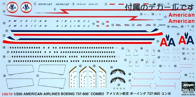 アメリカン航空 ボーイング 737-800 コンボ (2機セット) プラモデル (ハセガワ 1/200 飛行機 限定生産 No.10670) 商品画像_1