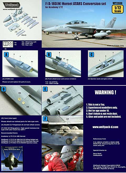 F/A-18D(N) ホーネット 戦術偵察機(ATARS)型 コンバージョンセット (アカデミー対応) レジン (ウルフパック 1/72 レジンアップデート コンバージョンセット (WP) No.72030) 商品画像_2