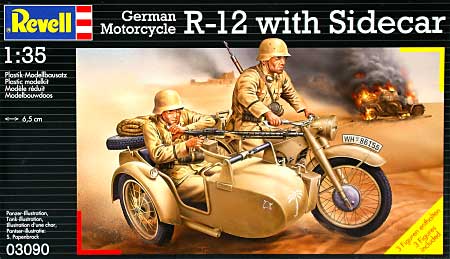 ドイツ オートバイ R-12 w/サイドカー プラモデル (Revell 1/35 ミリタリー No.03090) 商品画像