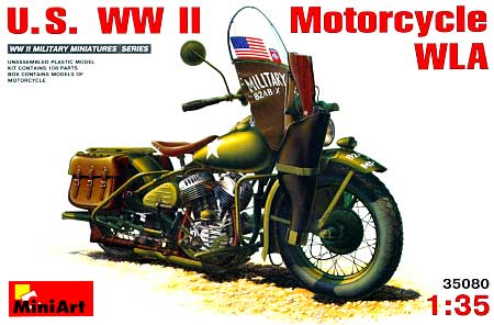 アメリカ WW2 モーターサイクル WLA プラモデル (ミニアート 1/35 WW2 ミリタリーミニチュア No.35080) 商品画像