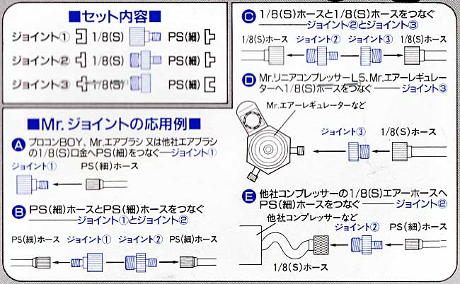 Mr.エアーホース用 Mr.ジョイント 3点セット ホース (GSIクレオス エアブラシ アクセサリー No.PS-241) 商品画像_1