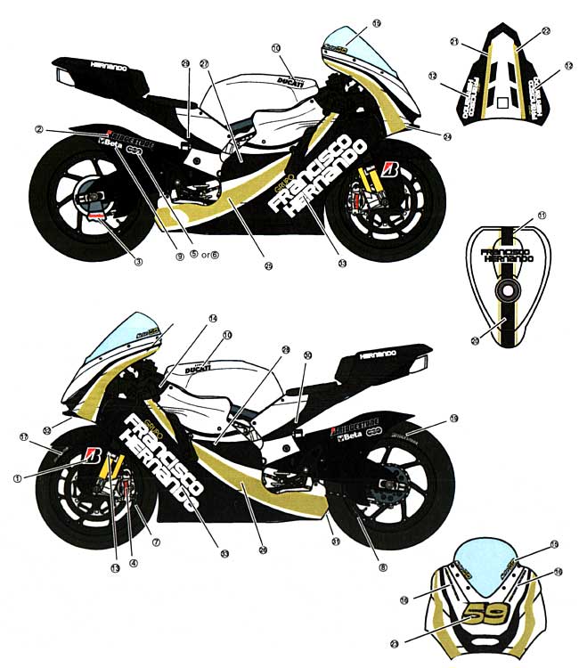 ドゥカティ GP9 2009 バリエーション 2 #59 デカール (スタジオ27 バイク オリジナルデカール No.DC818) 商品画像_1