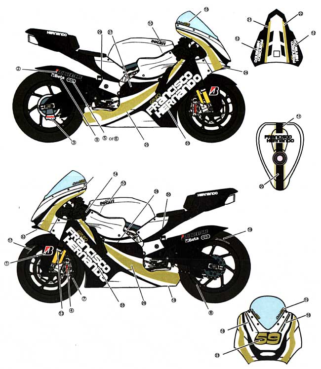 ドゥカティ GP9 2009 バリエーション 1 #59 デカール (スタジオ27 バイク オリジナルデカール No.DC819) 商品画像_1