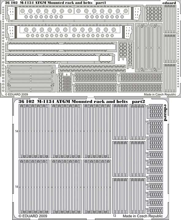 M1134 ストライカー ATGM 誘導ミサイル搭載車 マウントラック & ベルト エッチングパーツ (AFVクラブ対応) エッチング (エデュアルド 1/35 AFV用 エッチング （36-×・35-×） No.36-102) 商品画像_1