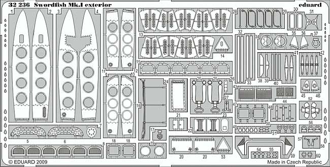 フェアリー ソードフィッシュ Mk.1用 エクステリア エッチングパーツ (トランペッター対応) エッチング (エデュアルド 1/32 エアクラフト用 エッチング （32-×） No.32-236) 商品画像_1