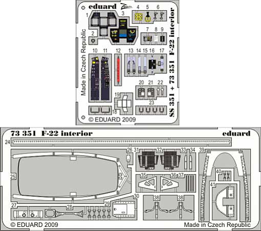 F-22 ラプター用 インテリア エッチングパーツ (ホビーボス対応) エッチング (エデュアルド 1/72 エアクラフト用 カラーエッチング (73-×) No.73-351) 商品画像_1