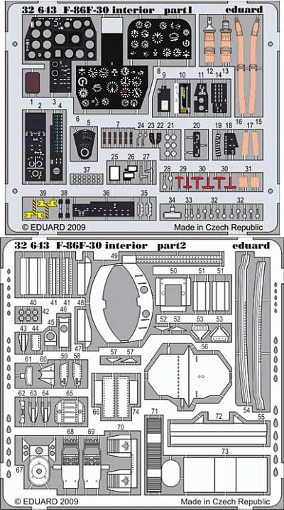 F-86F-30 セイバー 内装 エッチング (エデュアルド 1/32 エアクラフト用 カラーエッチング 接着剤付 （32-×） No.32-643) 商品画像_1