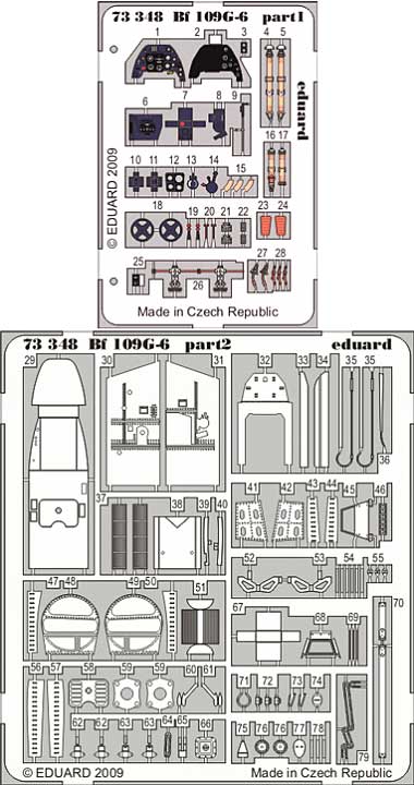 メッサーシュミット Bf109G-6 内・外装エッチングパーツ (エアフィックス対応) エッチング (エデュアルド 1/72 エアクラフト用 カラーエッチング （73-×） No.73-348) 商品画像_1