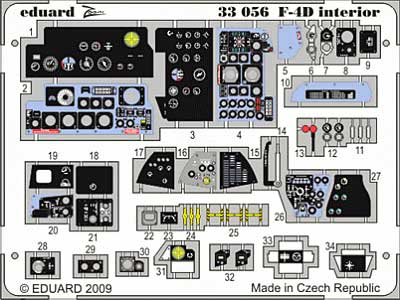 F-4D ファントム 2 用 インテリア エッチングパーツ (接着剤付) (タミヤ対応) エッチング (エデュアルド 1/32 エアクラフト用 カラーエッチング ズーム （33-×） No.33-056) 商品画像_1