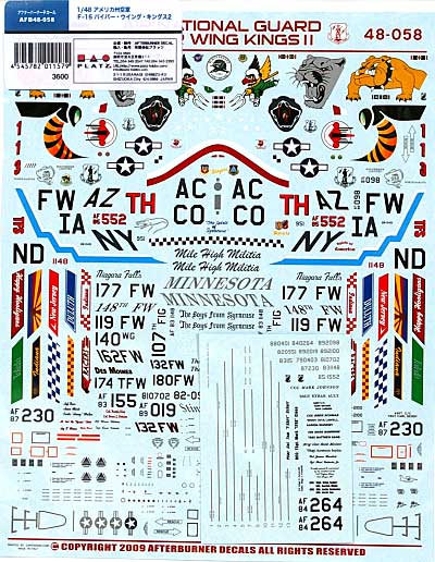 アメリカ州空軍 Ｆ-16 ファルコン バイパー・ウイング・キングス 2 デカール (アフターバーナー 1/48 エアモデル用 デカール No.AFB48-058) 商品画像