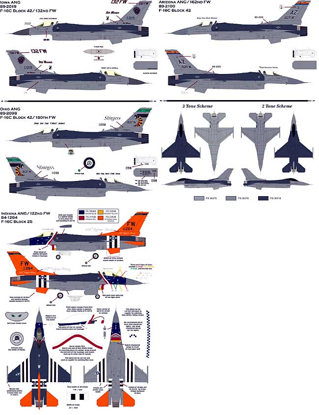 アメリカ州空軍 Ｆ-16 ファルコン バイパー・ウイング・キングス 2 デカール (アフターバーナー 1/48 エアモデル用 デカール No.AFB48-058) 商品画像_3