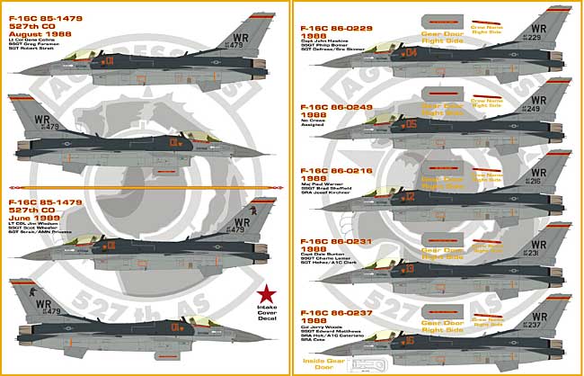 アメリカ空軍 F-16C ファルコン アグレッサー デカール (アフターバーナー 1/48 エアモデル用 デカール No.AFB48-060) 商品画像_2