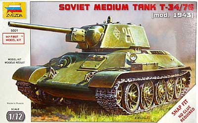 ソビエト 中戦車 T-34/76 (Mod.1943) プラモデル (ズベズダ 1/72 ミリタリー No.5001) 商品画像