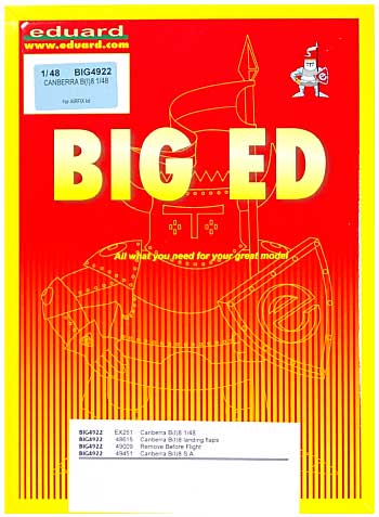 E.E..キャンベラ B(I) 8用 エッチングパーツセット (エアフィックス対応) エッチング (エデュアルド 1/48 ＢＩＧ ED （AIR） No.BIG-4922) 商品画像