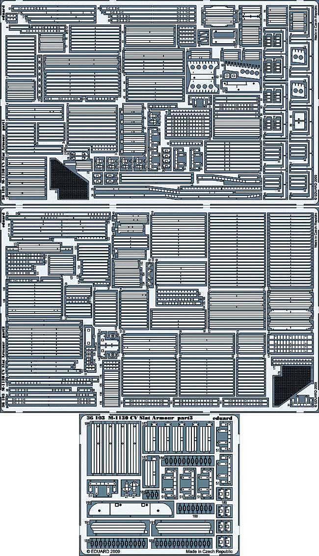 M1130 ストライカー CV 戦闘指揮車用 スラットアーマー エッチングパーツ (トランペッター対応) エッチング (エデュアルド 1/35 AFV用 エッチング （36-×・35-×） No.36-103) 商品画像_1