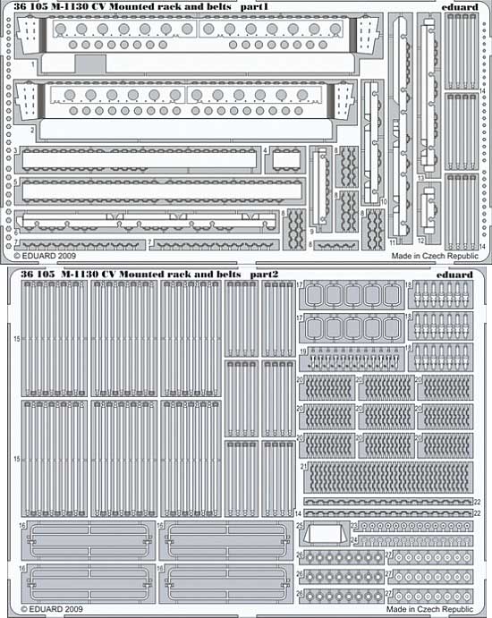 M1130 ストライカー CV 戦闘指揮車用 車載ラック & ベルト エッチングパーツ (トランペッター対応) エッチング (エデュアルド 1/35 AFV用 エッチング （36-×・35-×） No.36-105) 商品画像_1