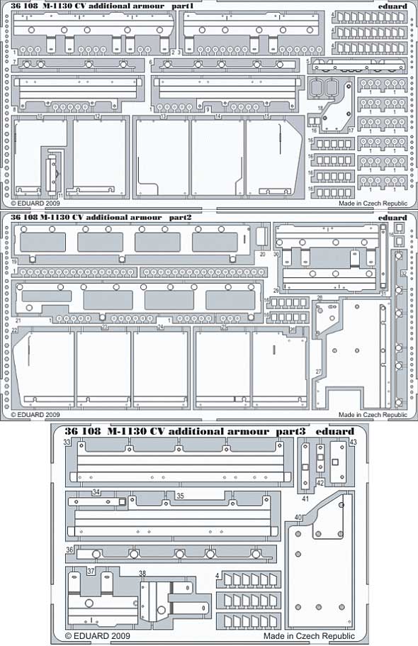 M1130 ストライカー CV 戦闘指揮車用 増加装甲 エッチングパーツ (トランペッター対応) エッチング (エデュアルド 1/35 AFV用 エッチング （36-×・35-×） No.36-108) 商品画像_1