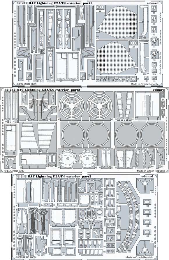 BAC ライトニング F.2A/F.6 外装 エッチング (エデュアルド 1/32 エアクラフト用 エッチング （32-×） No.32-242) 商品画像_1