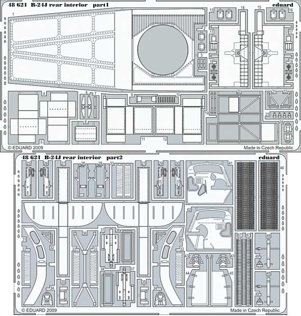 B-24J リベレーター 後部胴体 内装 エッチング (エデュアルド 1/48 エアクラフト用 エッチング （48-×） No.48-621) 商品画像_1