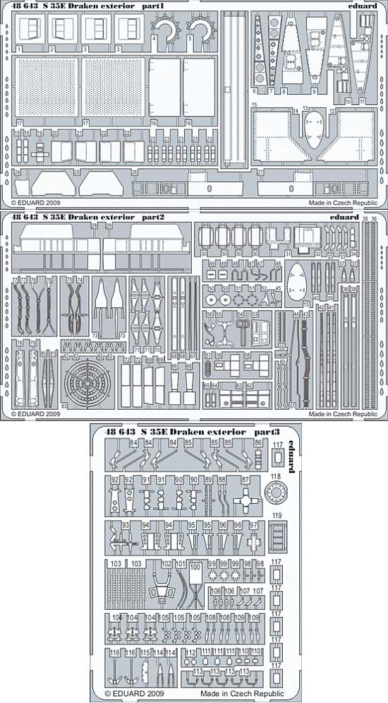 S-35E ドラケン 写真偵察機 外装 エッチング (エデュアルド 1/48 エアクラフト用 エッチング （48-×） No.48-643) 商品画像_1