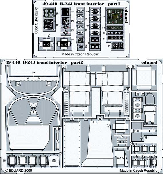 B-24J リベレーター 前部胴体 内装 エッチング (エデュアルド 1/48 エアクラフト用 カラーエッチング 接着剤付 （49-×） No.49-440) 商品画像_1