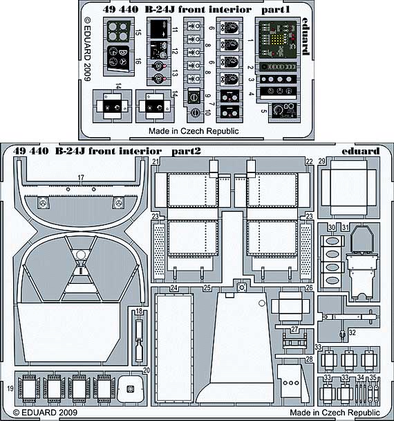 B-24J リベレーター 前部胴体 内装 エッチング (エデュアルド 1/48 エアクラフト用 カラーエッチング 接着剤付 （49-×） No.49-440) 商品画像_1