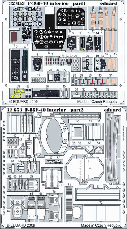 F-86F-40 セイバー用 インテリア エッチングパーツ (接着剤付) (キネテック対応) エッチング (エデュアルド 1/32 エアクラフト用 カラーエッチング 接着剤付 （32-×） No.32-653) 商品画像_1