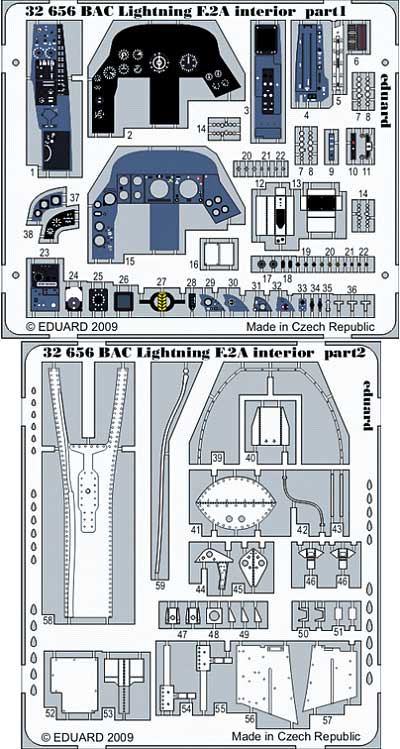 BAC ライトニング F.2A用 インテリア エッチングパーツ (接着剤付) (トランペッター対応) エッチング (エデュアルド 1/32 エアクラフト用 カラーエッチング 接着剤付 （32-×） No.32-656) 商品画像_1