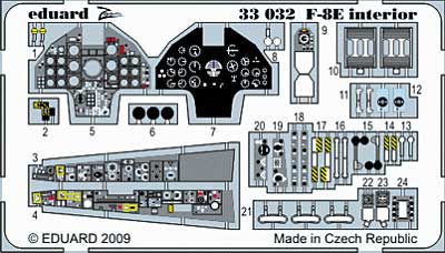 F-8E クルセーダー用 インテリア エッチングパーツ (接着剤付) (トランペッター対応) エッチング (エデュアルド 1/32 エアクラフト用 カラーエッチング ズーム （33-×） No.33-032) 商品画像_1