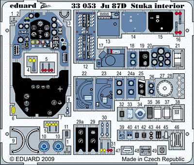 Ju-87D スツーカ用 インテリア エッチングパーツ (接着剤付) (ハセガワ対応) エッチング (エデュアルド 1/32 エアクラフト用 カラーエッチング ズーム （33-×） No.33-053) 商品画像_1