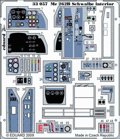 Me262B シュワルベ用 インテリア エッチングパーツ (接着剤付) (トランペッター対応) エッチング (エデュアルド 1/32 エアクラフト用 カラーエッチング ズーム （33-×） No.33-057) 商品画像_1