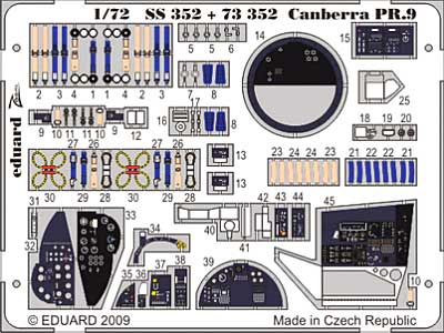キャンベラ PR.9用 計器盤・シートベルト エッチングパーツ (接着剤付) (エアフィックス対応) エッチング (エデュアルド 1/72 エアクラフト用 カラーエッチング ズーム （SS-×） No.SS-352) 商品画像_1