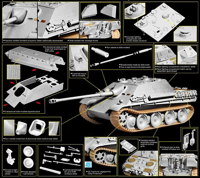 Sd.Kfz.173 Ausf.G1 ヤークトパンサー 初期生産型 w/ツィメリットコーティング プラモデル (ドラゴン 1/35 '39-45' Series No.6494) 商品画像_3