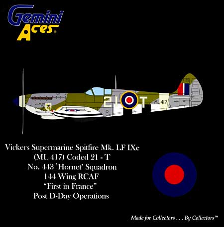 スピットファイヤ Mk.9 RAF ML417 443 SQD/RCAF Hornet 完成品 (ジェミニ ジェット 1/72 ジェミニ エース シリーズ No.GARAF1008) 商品画像