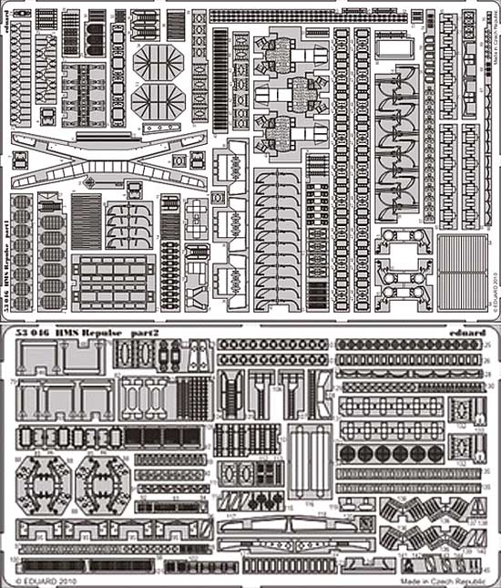 HMS レパルス用 エッチングパーツ (トランペッター対応) エッチング (エデュアルド 1/350 艦船 エッチング No.53-046) 商品画像_1