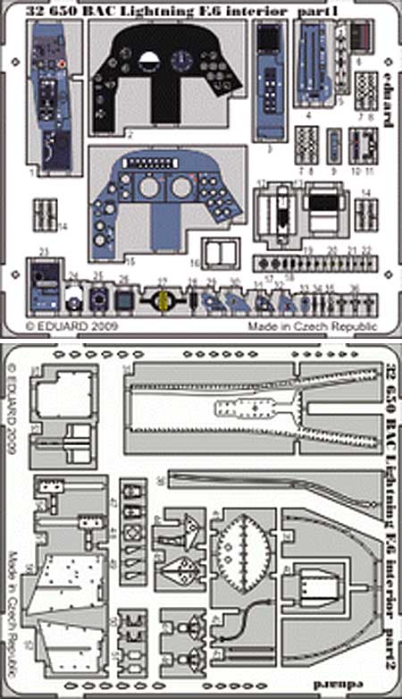 BAC ライトニング F.6用 インテリア エッチングパーツ (接着剤付) (トランペッター対応) エッチング (エデュアルド 1/32 エアクラフト用 カラーエッチング 接着剤付 （32-×） No.32-650) 商品画像_1