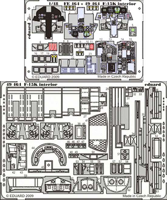 F-15K スラムイーグル｣用 インテリア エッチングパーツ (接着剤付) (アカデミー対応) エッチング (エデュアルド 1/48 エアクラフト用 カラーエッチング (49-×) No.49-464) 商品画像_1