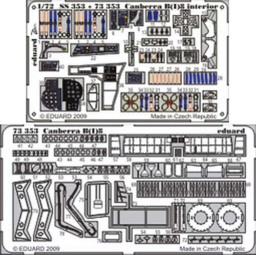 キャンベラ B (I) 8用 計器盤・シートベルト・外装 エッチングパーツ (接着剤付) (エアフィックス対応) エッチング (エデュアルド 1/72 エアクラフト用 カラーエッチング (73-×) No.73-353) 商品画像_1