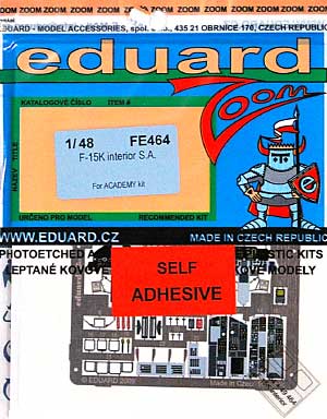 F-15K スラムイーグル用 インテリア エッチングパーツ (接着剤付) (アカデミー対応) エッチング (エデュアルド 1/48 エアクラフト カラーエッチング ズーム (FE-×) No.FE-464) 商品画像