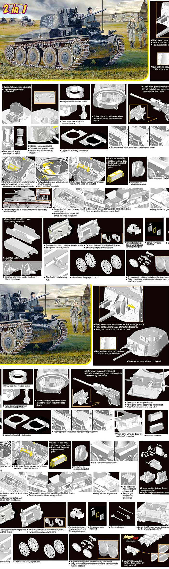 38(t)戦車 E/F型 (Pz.Kpfw.38t Ausf.E/F) プラモデル (ドラゴン 1/35 '39-'45 Series No.6434) 商品画像_2