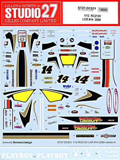 ホンダ 212V LCR 2009 #14 ランディ・デ・ピュニエ 日本、スペイン、カタロニア、オランダ、他GP仕様 デカール (スタジオ27 バイク オリジナルデカール No.DC831) 商品画像