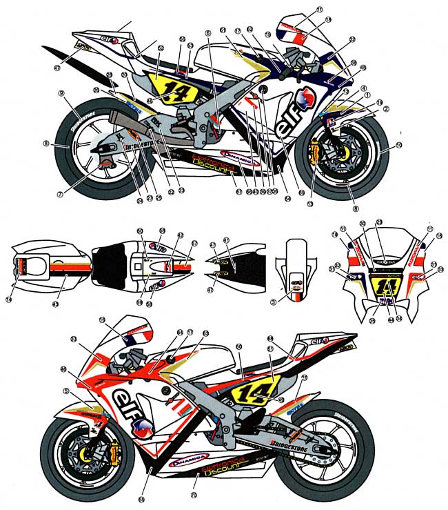 ホンダ RC212V LCR #14 ランディ・ド・プニエ 2009年 フランスGP仕様 デカール (スタジオ27 バイク オリジナルデカール No.DC832) 商品画像_1