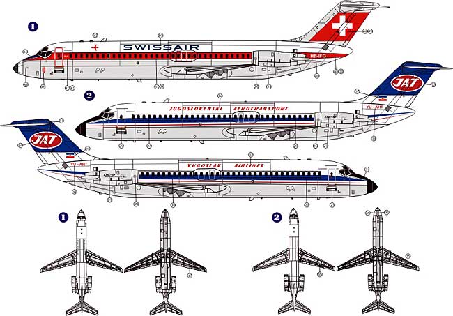 ダグラス DC-9-32 スイス航空/ヤット ユーゴスラビア国営航空 プラモデル (AZ model 1/144 Airport （エアライナーなど） No.14409) 商品画像_2