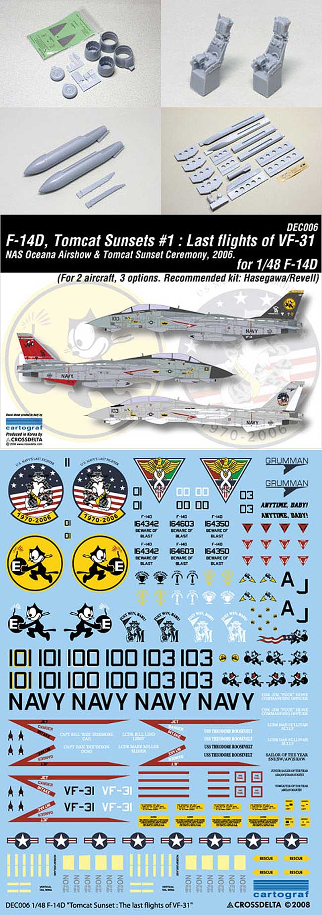 F-14D トムキャット VF-31 トムキャッターズ セット レジン (ウルフパック 1/48 航空機アクセサリー （WP） No.48073) 商品画像_1