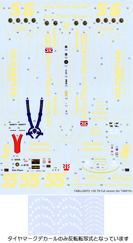 ロータス タイプ79 フルスポンサーデカール (タミヤ対応) デカール (タブデザイン 1/20 デカール No.TABU-20072) 商品画像