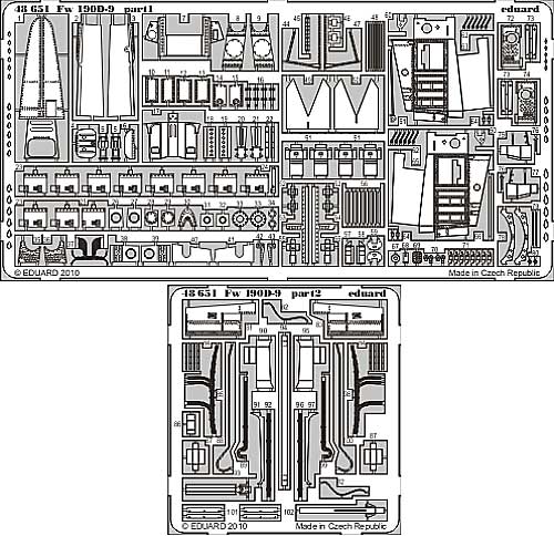 Fw190D-9用 外装 エッチングパーツ (エデュアルド対応) エッチング (エデュアルド 1/48 エアクラフト用 エッチング （48-×） No.48-651) 商品画像_1
