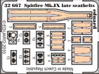 スピットファイア Mk.9 後期型用 シートベルト エッチングパーツ (レベル・モノグラム対応) エッチング (エデュアルド 1/32 エアクラフト用 カラーエッチング シートベルト （32-×） No.32-667) 商品画像_1