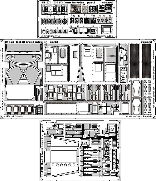 B-24D リベレーター 機首内装 エッチング (エデュアルド 1/48 エアクラフト用 カラーエッチング 接着剤付 （49-×） No.49-473) 商品画像_1