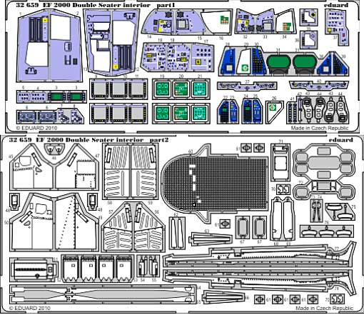 FE-2000 ユーロファイター タイフーン 複座型用 インテリア エッチングパーツ (トランペッター対応) エッチング (エデュアルド 1/32 エアクラフト用 カラーエッチング 接着剤付 （32-×） No.32-659) 商品画像_1