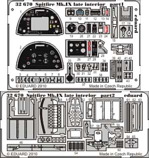 スピットファイア Mk.9 後期型用 インテリア エッチングパーツ (タミヤ対応) エッチング (エデュアルド 1/32 エアクラフト用 カラーエッチング 接着剤付 （32-×） No.32-670) 商品画像_1